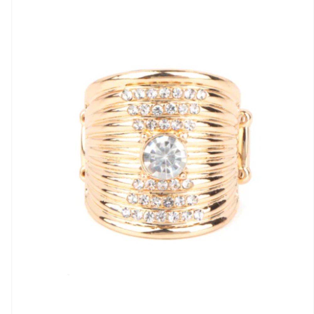 Paparazzi "Crystal Corsets" Copper-Tone Rhinestone Stretch Ring